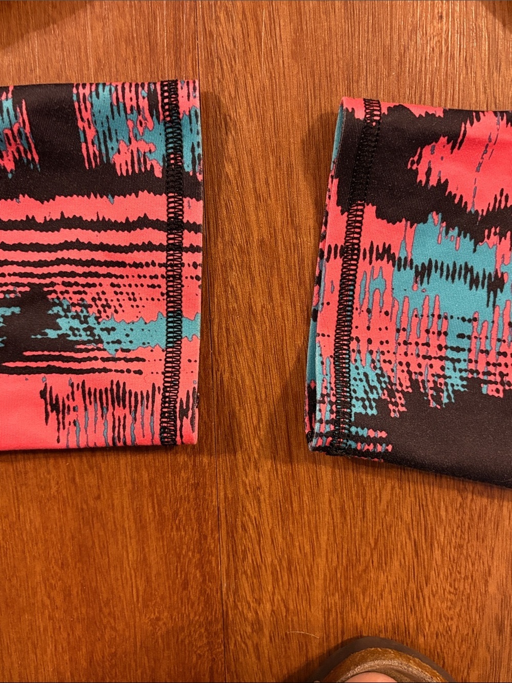 Fabletics Capri Leggings - Coral, Teal & Black - Picture 4 of 6